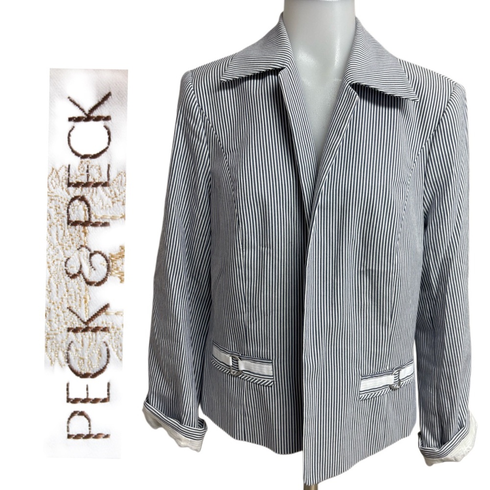 Peck & Peck Black and White Pinstripe Jacket